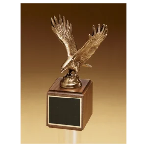 Antique Bronze Eagle Casting on Walnut Base with Black Brass Plate