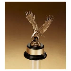 Antique Bronze Eagle Casting on Black Piano Finish Base with Gold Plate