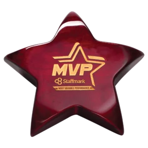 Rosewood Piano Finish Star Paperweight with Felt Bottom