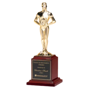 Cast Metal Classic Achiever on a Rosewood Piano Finish Base w/Black Brass Plate