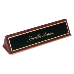 Rosewood Piano Finish Desk Wedge with Black Plat