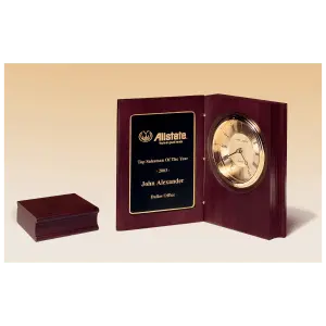 Hand Rubbed Mahogany Finish Book Clock, Diamond Spun Dial, 3 Hand Movement