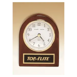 Rosewood Piano Finish Desk Clock with Black Plate