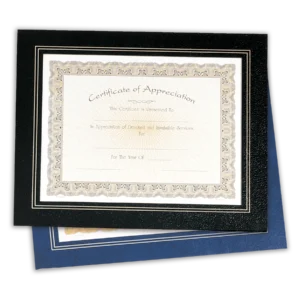 Blue Leatherette Frame Certificate Holder with Easel Back or Wall Hangers