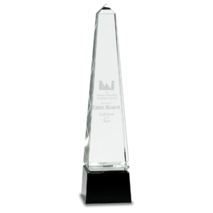 Obelisk Crystal on Black Pedestal Base