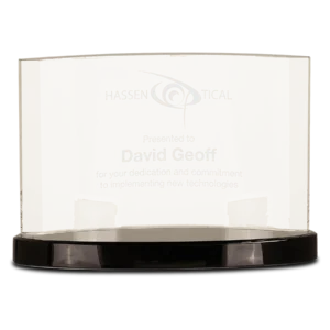 Clear Crystal Crescent on Black Crystal Base