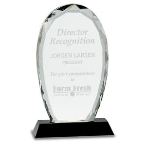 Oval Facet Crystal on Black Pedestal Base