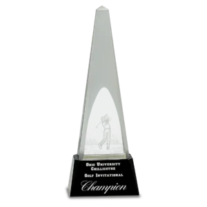 Clear Crystal 3D Golf Spire on Black Pedestal Base