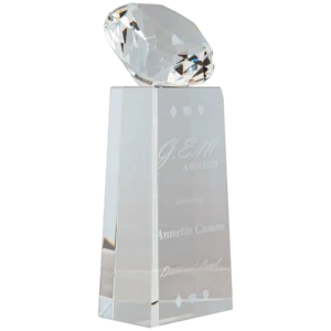 Crystal Diamond on Clear Crystal Pedestal
