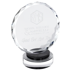 Round Facet Crystal on Black & Clear Round Base