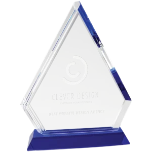 Crystal Diamond on Blue Pedestal Base