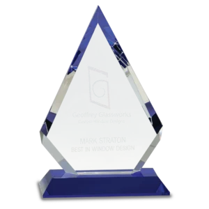 Clear Crystal Diamond on Blue Pedestal Base