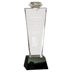 Crystal Diamond Top Award on Black Pedestal Base
