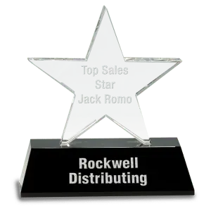 Clear Crystal Star on Black Pedestal Base