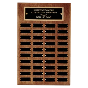 American Walnut 40 Plate Perpetual Plaque with Black Brass Plates