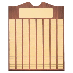 American Walnut Plate Perpetual Plaque with Brushed Brass Plates