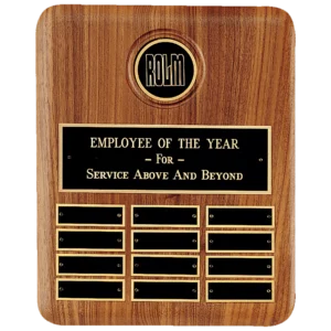 American Walnut CAM Plaque w/12 Black Brass Plates (Medallion Sold Separately)