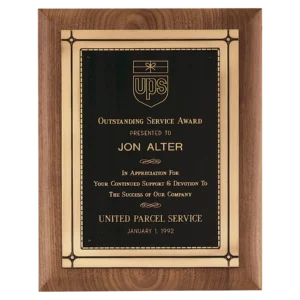 Walnut Plaque w/Antique Bronze Casting & High Quality Phoenix Frame Casting