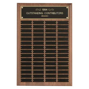 American Walnut Plate Perpetual Plaque with Black Brass Plates