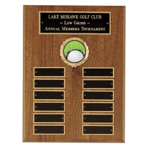 American Walnut Perpetual Plaque with 12 Black Brass Plates