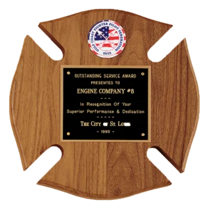 Walnut Maltese Cross Plaque w/Black Brass Plate and 2" Insert (sold separately)