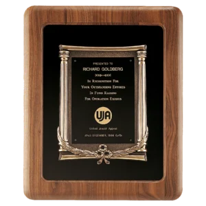 American Walnut Frame w/Black Back/Antique Bronze Cast Frame/Black Brass Plate