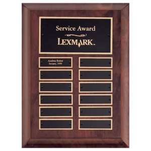 Cherry Finish 12 Plate Perpetual Plaque with Black Plate