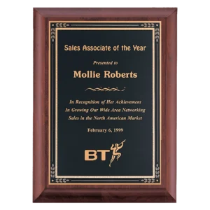 Cherry Finish Plaque with Black/Gold Florentine LaserFX Plate