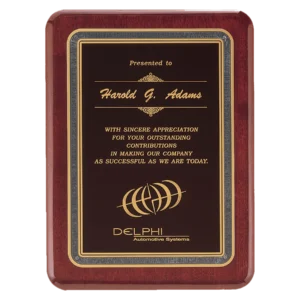 Rosewood Piano Finish Plaques with Black Florentine Designer LaserFX Plates