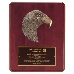Antique Bronze Eagle Casting on Rosewood Piano Finish Plaque/Black Brass Plate