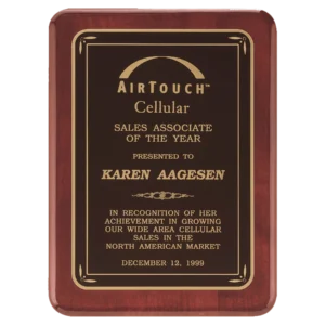 Rosewood Piano Finish Plaques with Black Florentine Designer LaserFX Plates