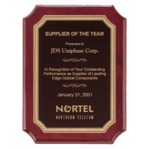 Airflyte Premium Rosewood Piano Finish Plaque with Black/Gold LaserFX Plate