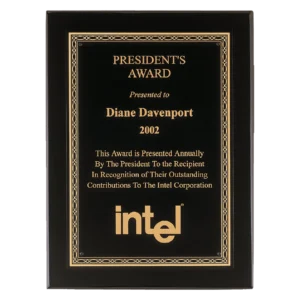 Airflyte Premium Black Piano Finish Plaque with Black/Gold Brass Plate