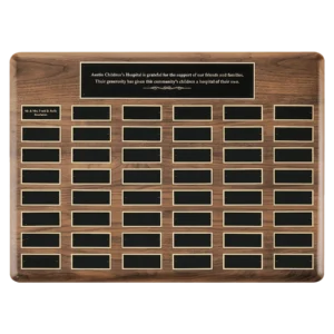 American Walnut Plate Perpetual Plaque with Black Brass Plates