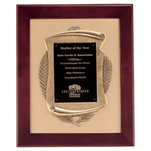 Rosewood Piano Finish AirFlyte Frame, Antique Bronze Casting, Gold Metal Back