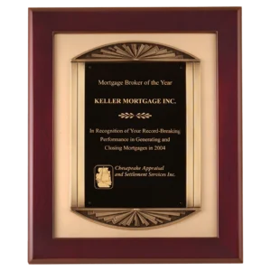 Rosewood Piano Finish Airflyte Frame, Black LaserFX Plate on Gold Metal Backing