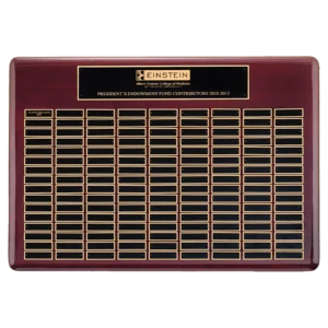 Rosewood Piano Plate Perpetual Plaque with Black Brass Plates