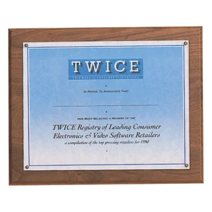 Solid Walnut Certificate Plaque with Plexiglass Cover