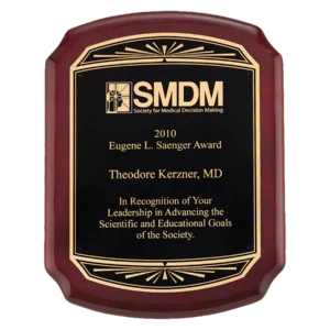 Airflyte Premium Rosewood Piano Finish Plaque with Black/Gold LaserFX Plate