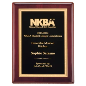 Textured Black/Gold Florentine Border LaserFX Plate/Rosewood Piano Finish Plaque