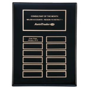 Black Piano Finish Perpetual Plaque with Header and Perpetual Plates