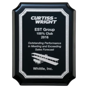 High Gloss Black Plaque with Silver Florentine Border Black Plate