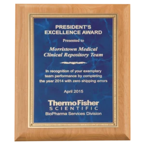 Sapphire Marble/Gold Florentine LaserFX Plate on Natural Alder Wood Plaque