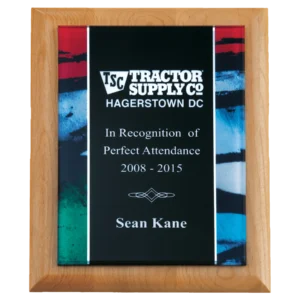 Acrylic Plate with Printed Stained Glass Border on Natural Alder Wood Plaque