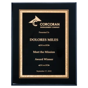 Black with Gold Florentine Border LaserFX Plate on Black High Lustr Plaque