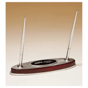 Rosewood Piano Finish Pen Set with Silver Aluminum Accents