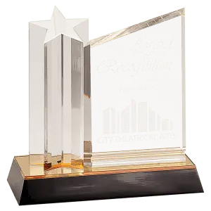 Small Gold Star Column Acrylic with Clear Plaque