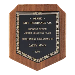 American Walnut Plaque with Black Brass Plate (Sheffield Series)