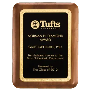 American Walnut Elliptical Edge Plaque w/Black/Gold Florentine LaserFX Plate