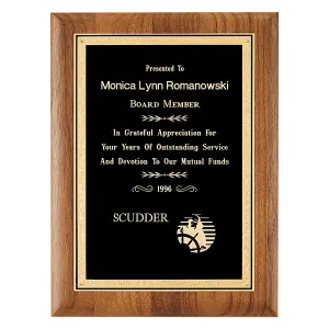 American Walnut Plaque with Black Textured Florentine Border LaserFX Plate
